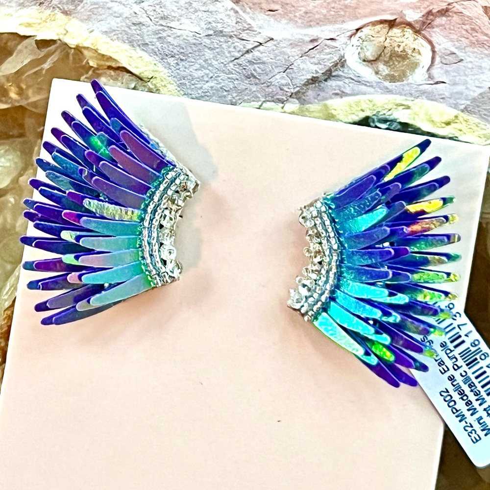 NWT Mignonne Gavigan Mini Madeline Earrings Light Metallic Purple - Picture 5 of 15